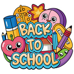 Back to School Illustration with Supplies.