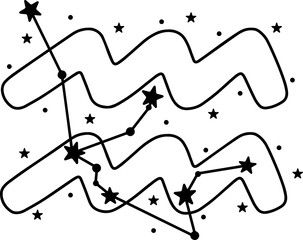 Aquarius zodiac sign, with stars constellation