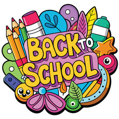 Back to School Illustration with Supplies.