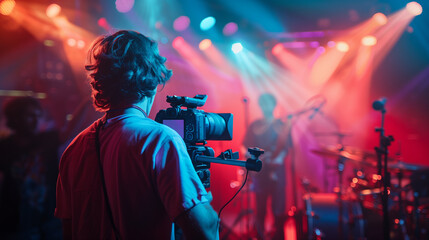 Fototapeta premium video operator with camera, ai