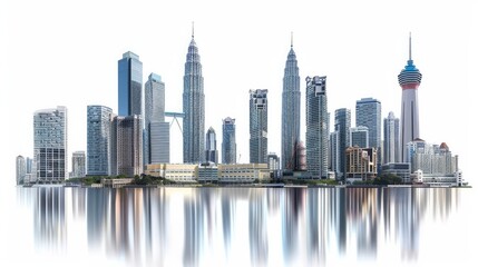 Obraz premium Kuala Lumpur skyscrapers Malaysia depicted against a white background