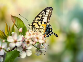 Obraz premium The Majestic Sail Swallowtail: A Stunning Member of the Papilionidae Family