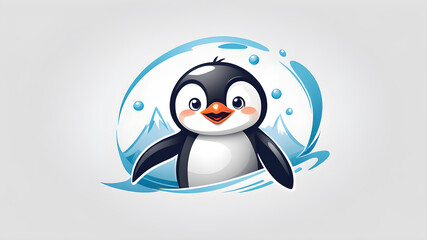 Fototapeta premium Playful penguin logo design on white background. Generative AI