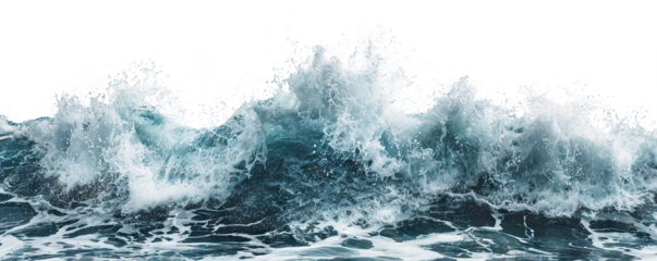 Blue ocean wave splashing, cut out