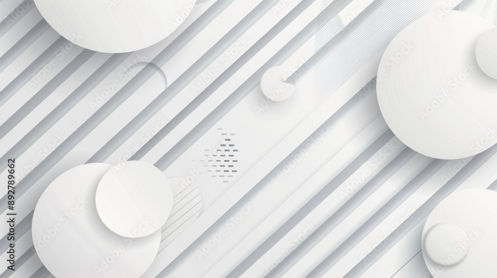 Poster modern design stripes background in abstract white and gray colors featuring geometric round shapes 
