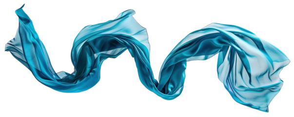 Cyan silk cloth floating, cut out