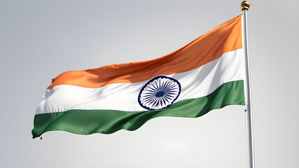 The Indian flag waving in the wind