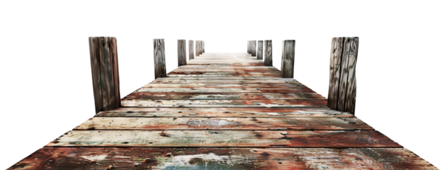 Weathered wooden pier, cut out