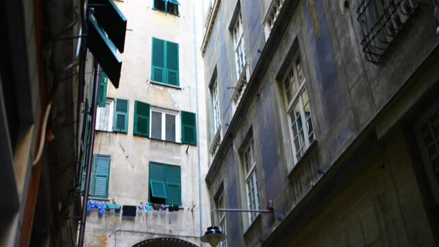 Old streets in Genoa, Italy, close to port
