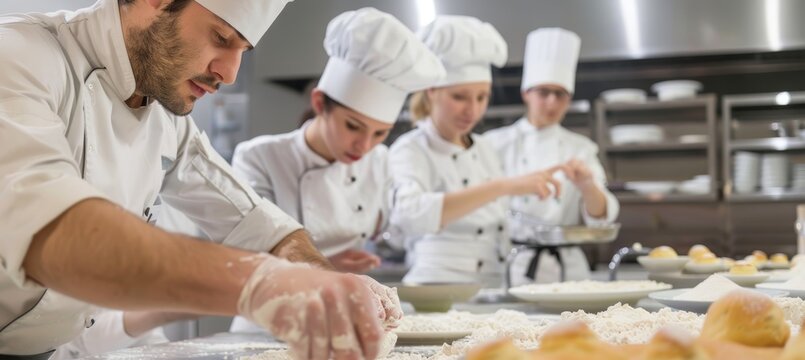 Professional Chef Teaching Baking Class in Culinary School for Culinary Education and Training