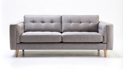 Gray Buttoned Sofa with Wooden Legs, furniture , sofa , interior , home decor