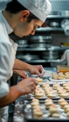 Professional Pastry Chef Designing Intricate Macarons in a Pristine Kitchen for Gourmet Desserts