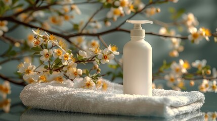clean white shampoo on a clean background