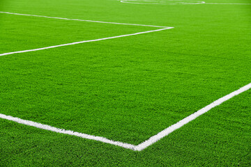 White line on a soccer field grass