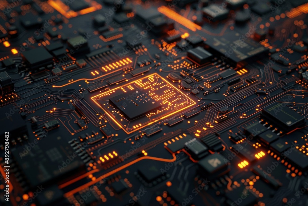 Poster circuit board. technology background. central computer processors cpu concept. motherboard digital c