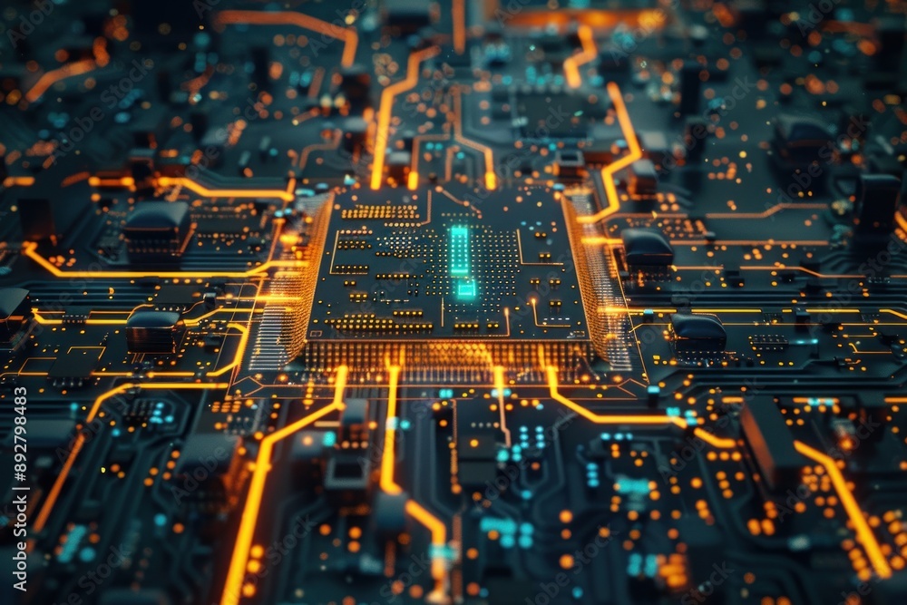 Poster circuit board. technology background. central computer processors cpu concept. motherboard digital c