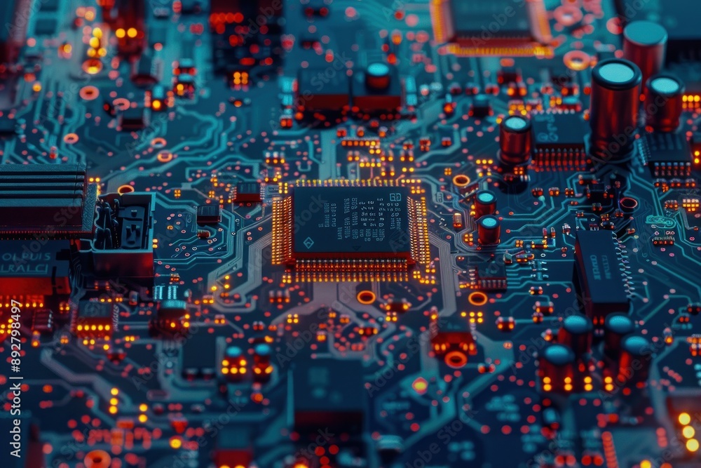 Poster circuit board. technology background. central computer processors cpu concept. motherboard digital c