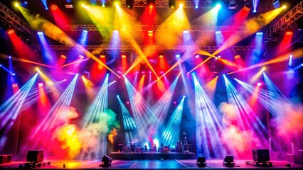Stage Lights and Smoke, Concert Setup, Entertainment Event, Performance Lighting, Stage Design, concert, music