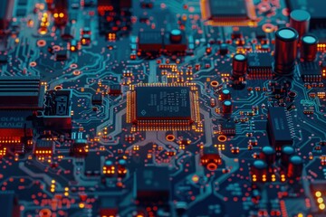 Fototapeta premium Circuit board. Technology background. Central Computer Processors CPU concept. Motherboard digital chip