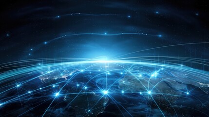 Obraz premium Global Connectivity Network from Space created by ai