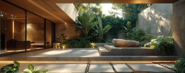 14 Birds nest in a minimal outdoor space with soft lighting, evoking calm and simplicity