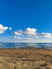 beautiful landscape of a sandy beach on the sea