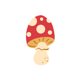 Fly agaric isolated on white background. Amanita muscaria Vector hand drawn illustration