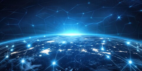 Naklejka premium Global Connectivity Network from Space created by ai