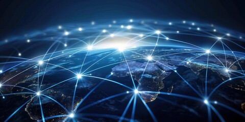 Obraz premium Global Connectivity Network from Space created by ai