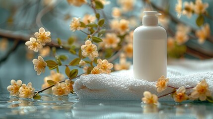 clean white shampoo on a clean background