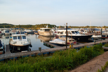 Fototapeta premium beautiful ships and boats are moored near the shore