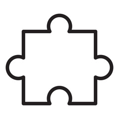 Puzzle piece solution line icon.