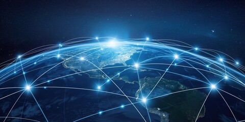 Obraz premium Global Connectivity Network from Space created by ai