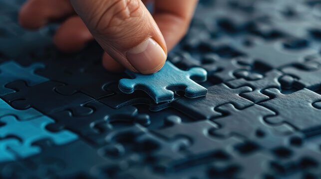 A hand presenting a puzzle piece fitting into a larger puzzle, depicting problem-solving in organizational management.