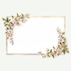 Fototapeta premium Elegant floral frame with delicate blossoms and greenery, perfect for invitations or announcements.