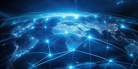 Naklejka premium Global Connectivity Network from Space created by ai
