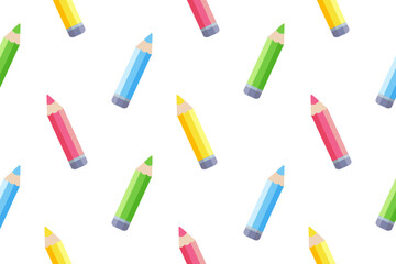 Multi-colored pencils. Seamless vector pattern.