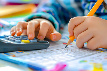 Child Using Calculator