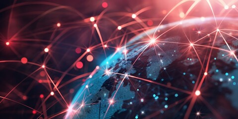 Obraz premium Global Connectivity Network from Space created by ai