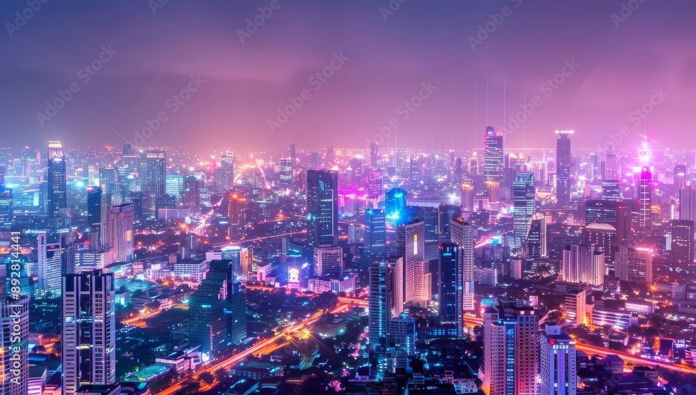 Aufkleber cityscapes with wireless network connections. big data connection technology concept. wireless netwo