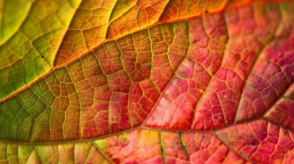 Fototapeta premium Autumn leaf veins. Leaf macro