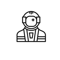 Astronaut or cosmonaut icon outline collection in black and on white background