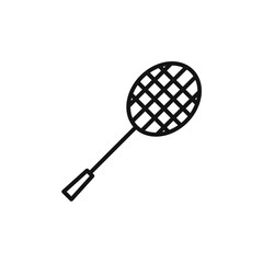 Badminton racquet icon outline collection in black and on white background