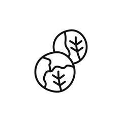 Brussels sprouts Cabbage icon outline collection in black and on white background