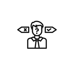 Business Decision Confusion Icon outline collection in black and on white background