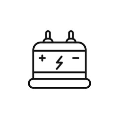 Car battery icon outline collection in black and on white background