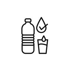 Drinking enough water icon outline collection in black and on white background