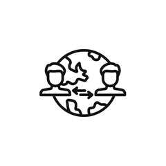 Globalization icon  outline collection in black and on white background