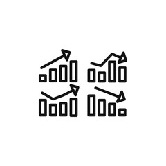 graph chart icon outline collection in black and on white background
