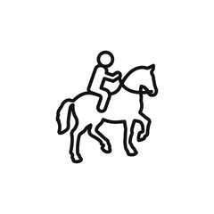 horse Ride icon outline collection in black and on white background